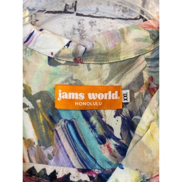 Jams World Honolulu short sleeve color dance shirt button up women's size XXL - Picture 3 of 6